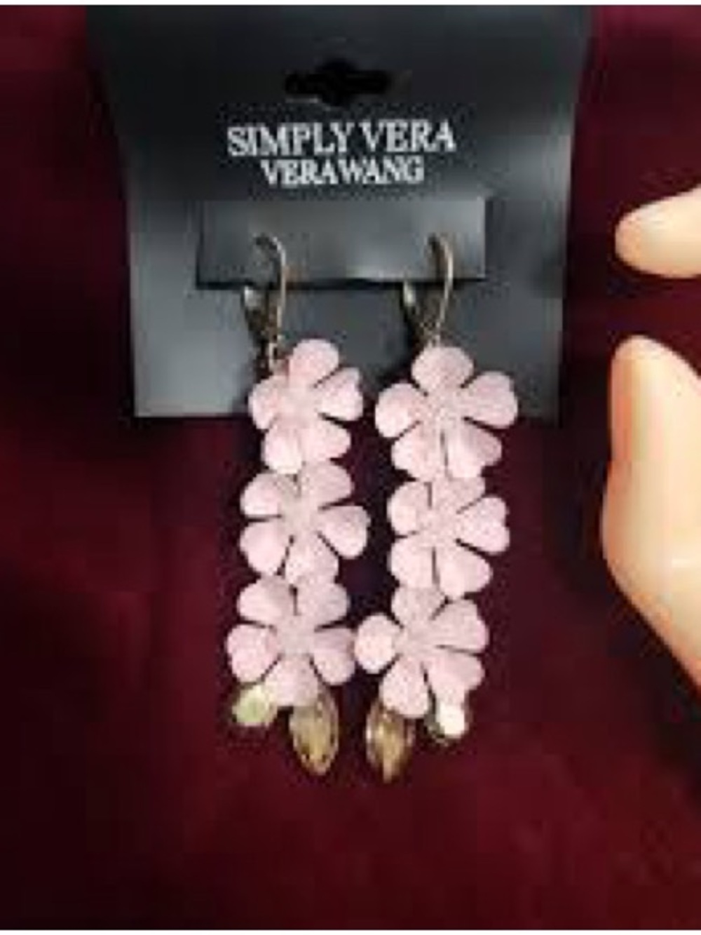 Simply Vera Vera Wang Pink Floral Drop Earrings, NWT